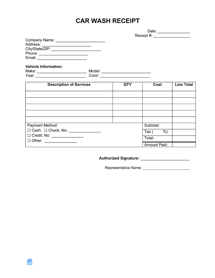Car Wash Receipt Template Invoice Maker