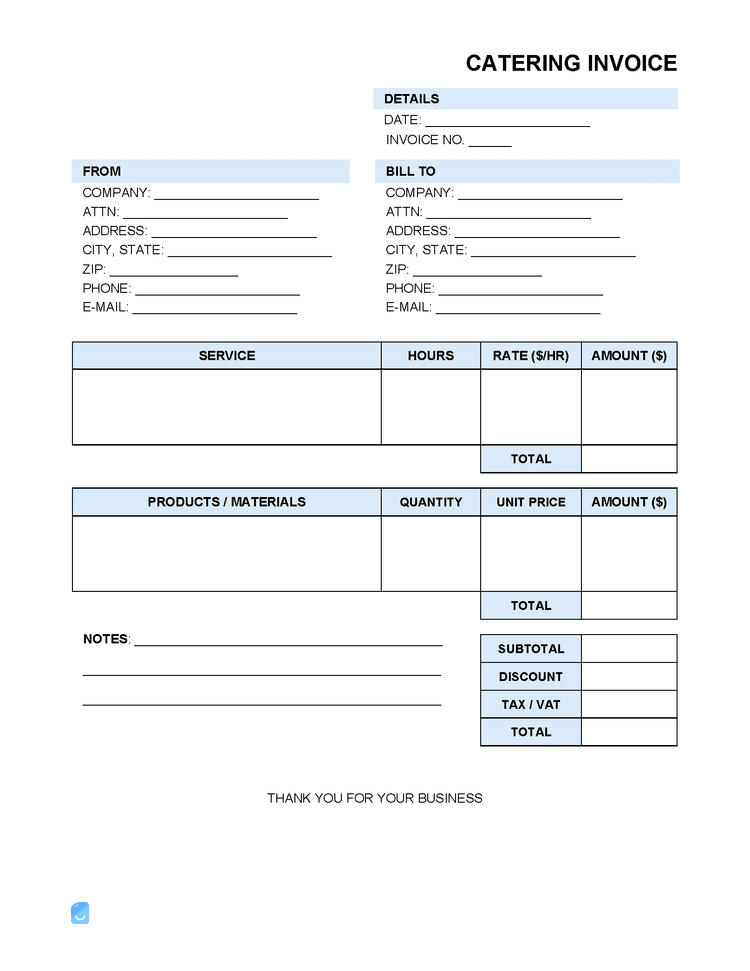 Catering Invoice Template Invoice Maker
