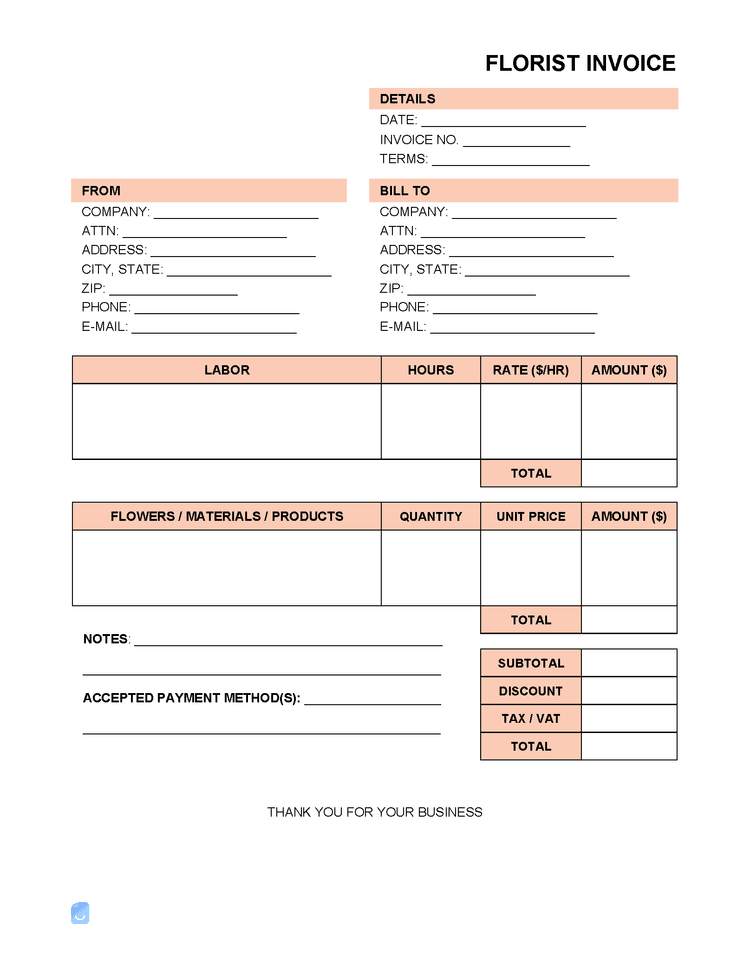 Florist Invoice Template Invoice Maker