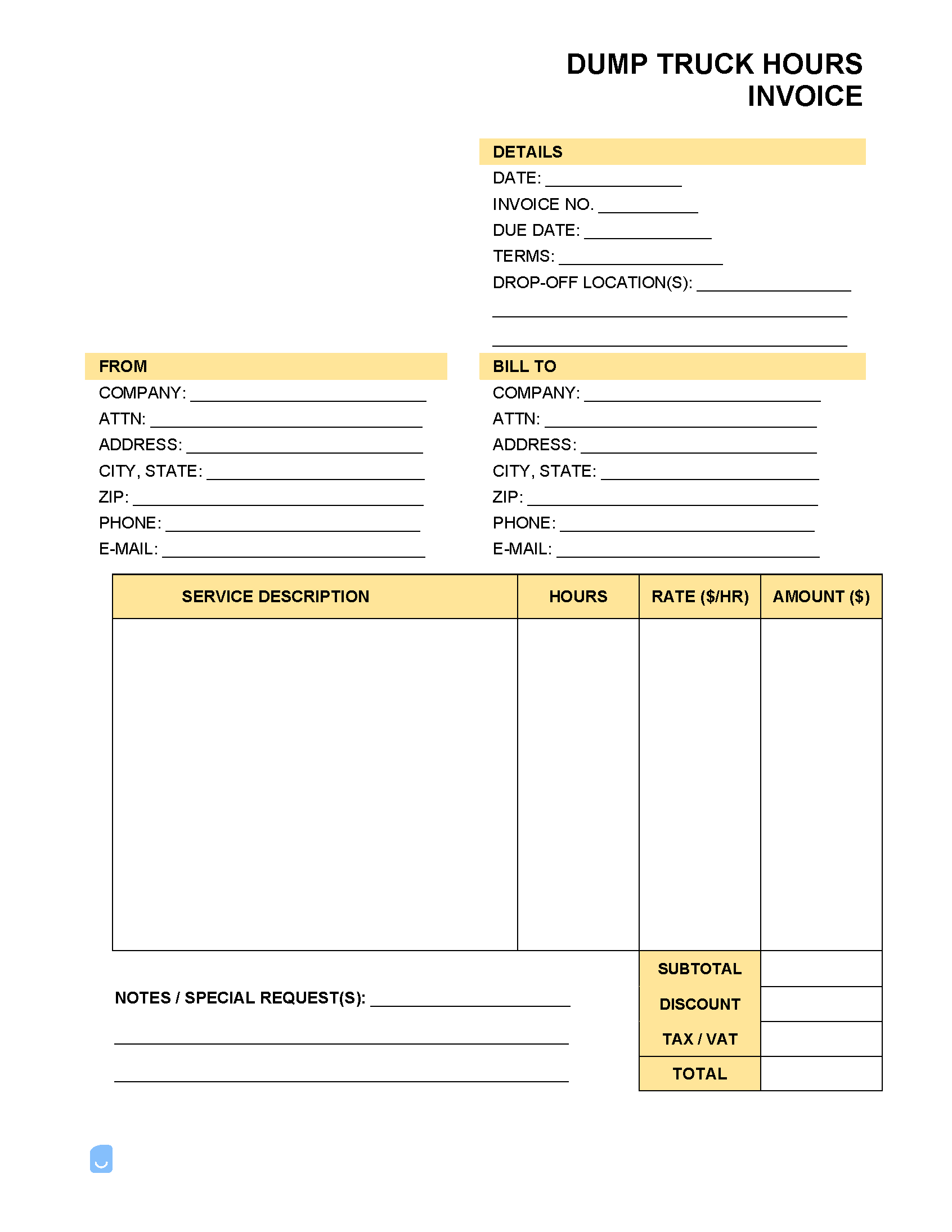 Dump-Truck-Hours-Worked-Invoice-Template