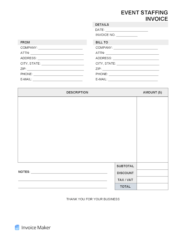 Event Staffing (Management) Invoice Template file