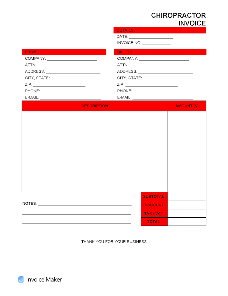 Chiropractor Invoice Template file