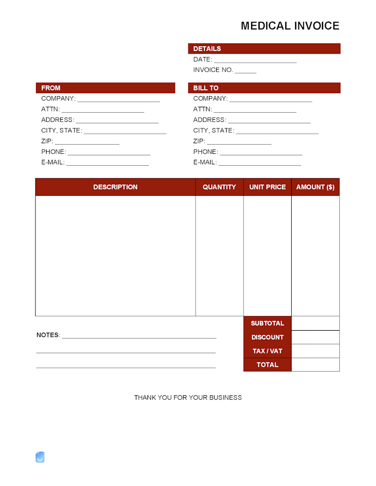 Medical Invoice Template file