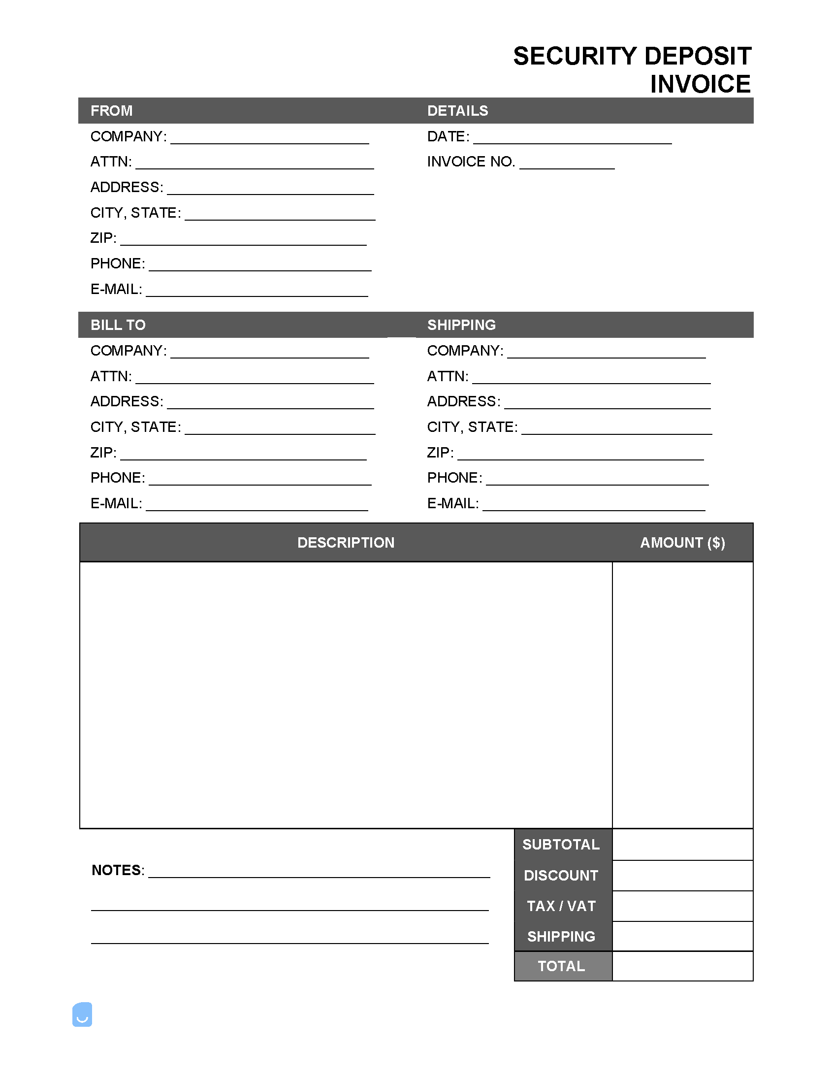 Security-Deposit-Invoice-Template