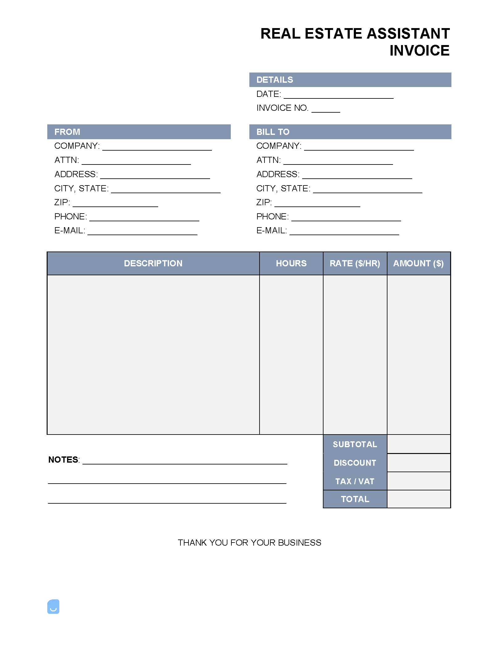 Real-Estate-Assistant-Invoice-Template