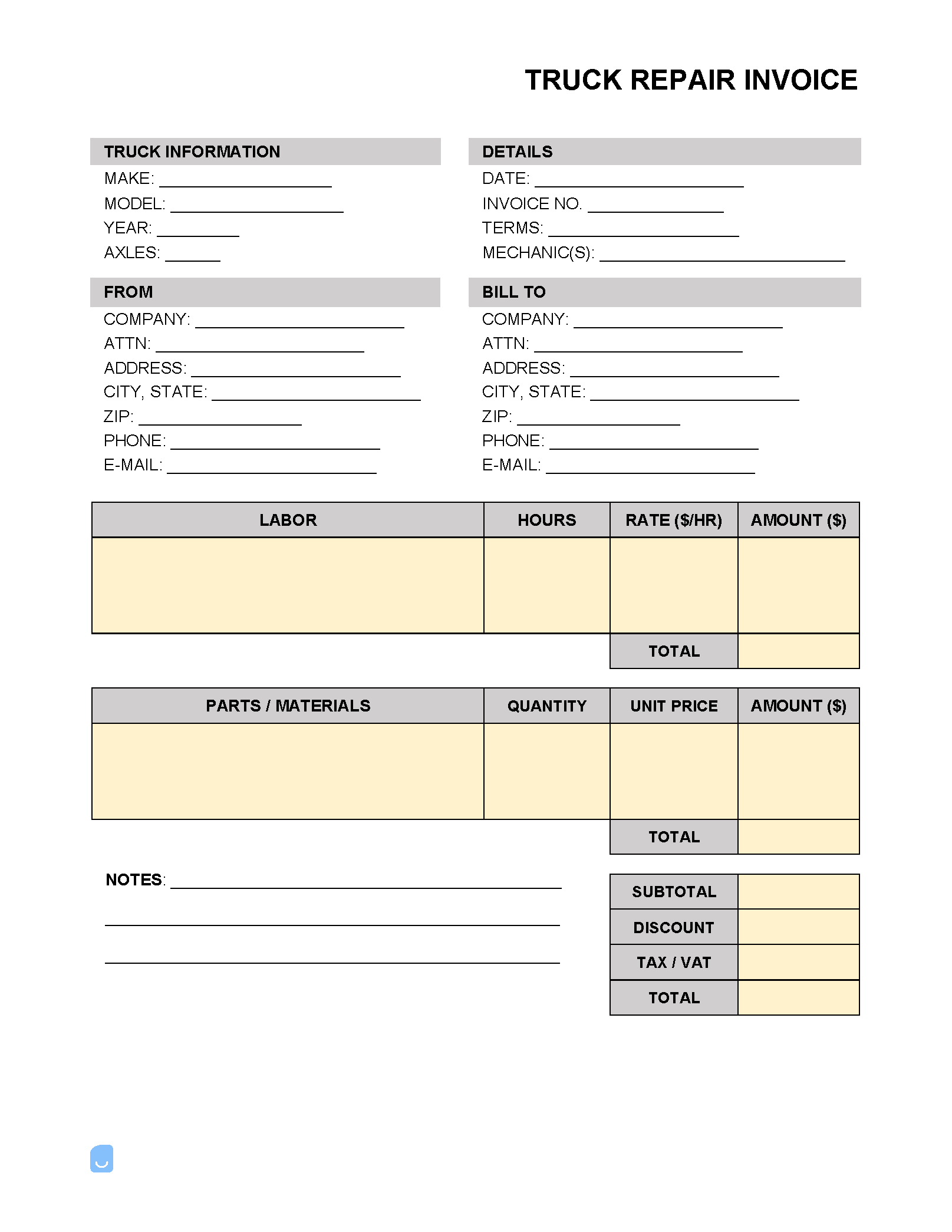 Truck-Repair-Invoice-Template