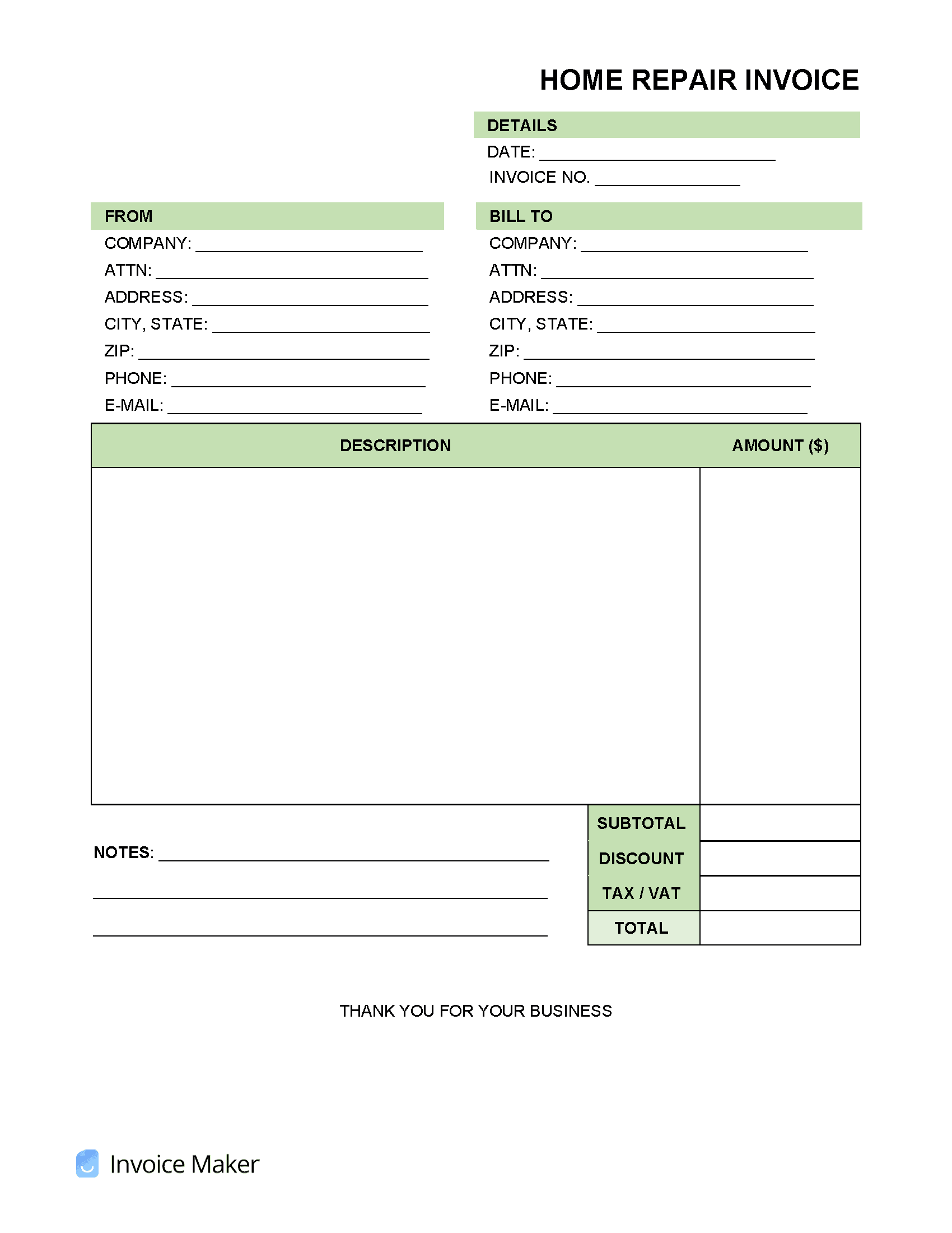 Home-Repair-Invoice-Template