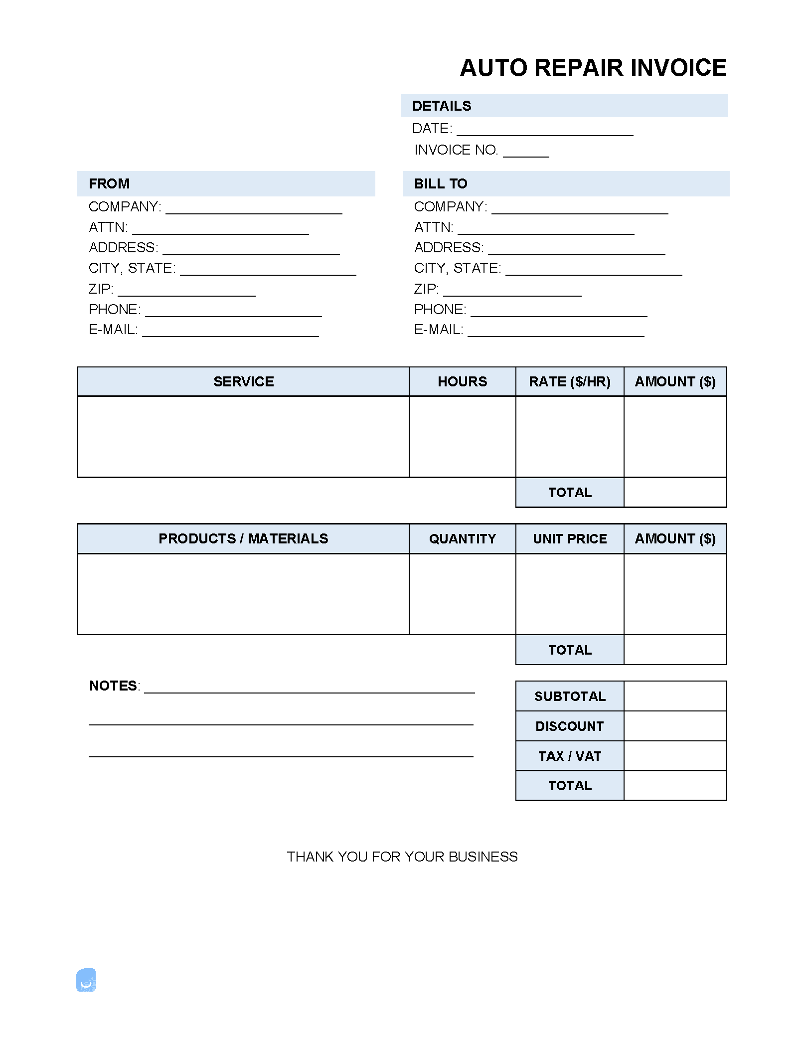 Auto-Repair-Invoice-Template