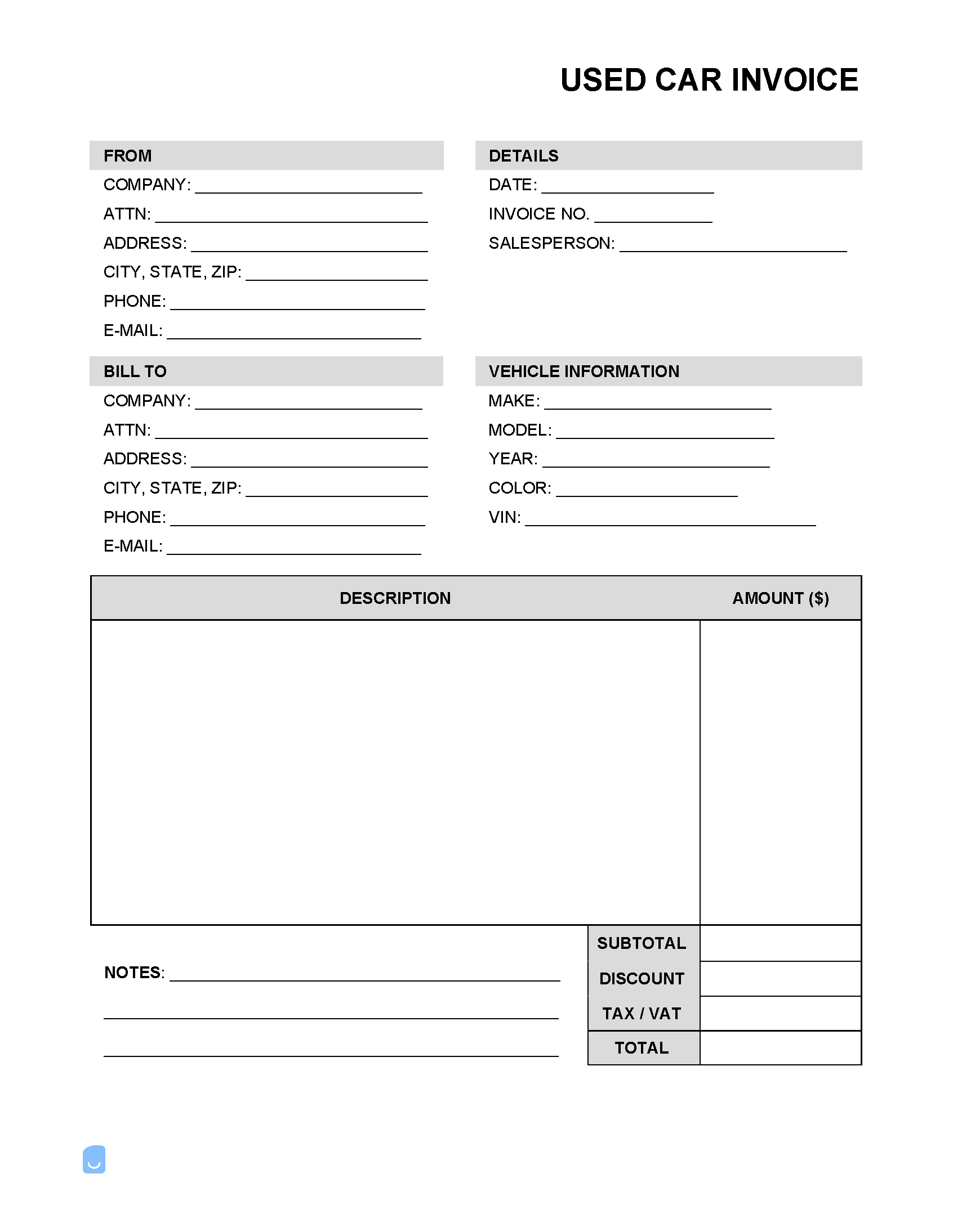 Used-Car-Invoice-Template