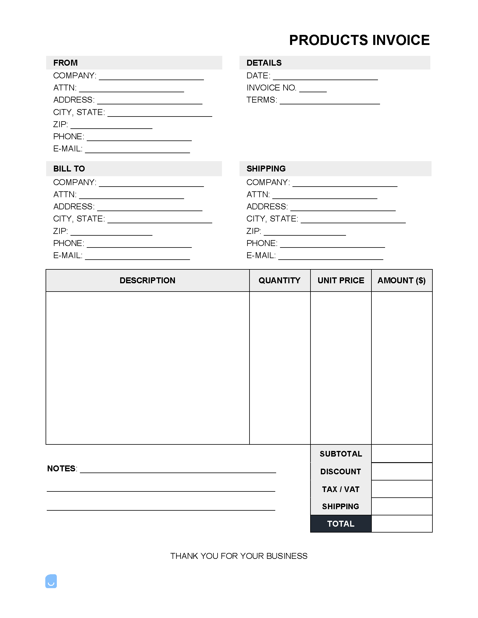 Products-Invoice-Template