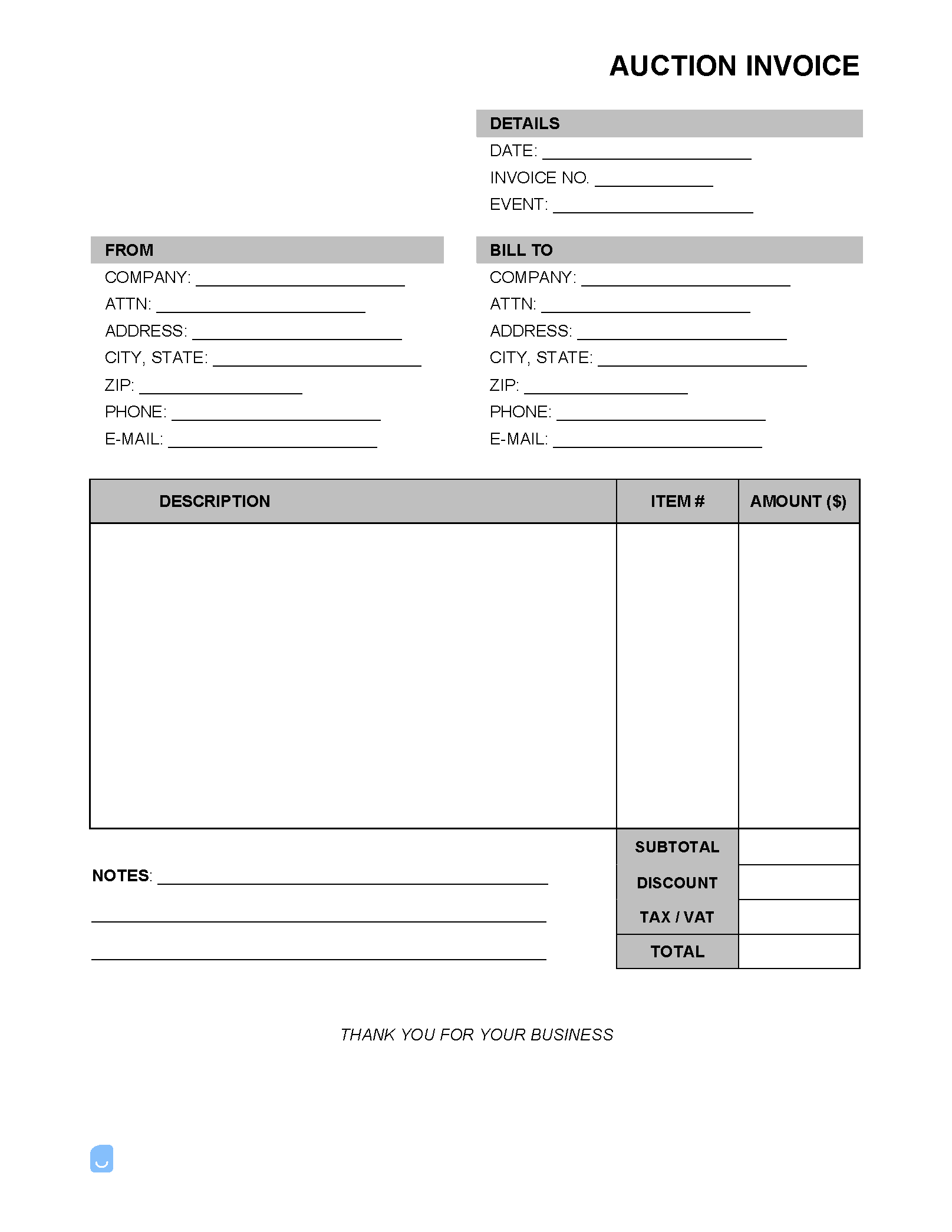 Auction-Invoice-Template