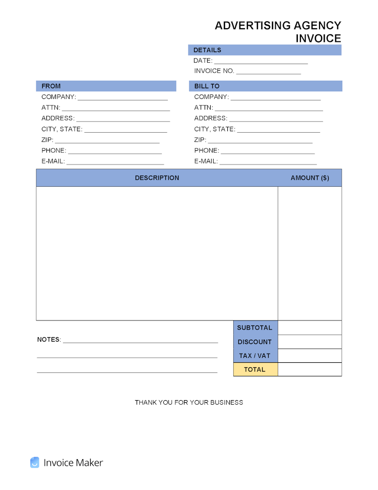 Advertising Agency Invoice Template file