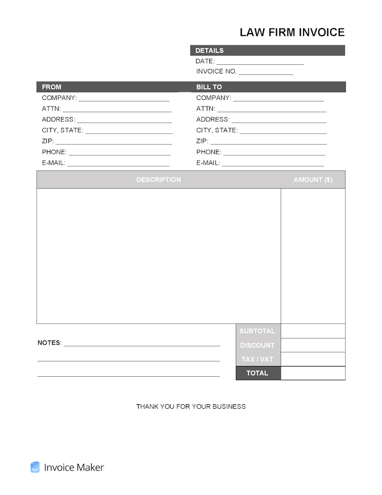 Law Firm Invoice Template file