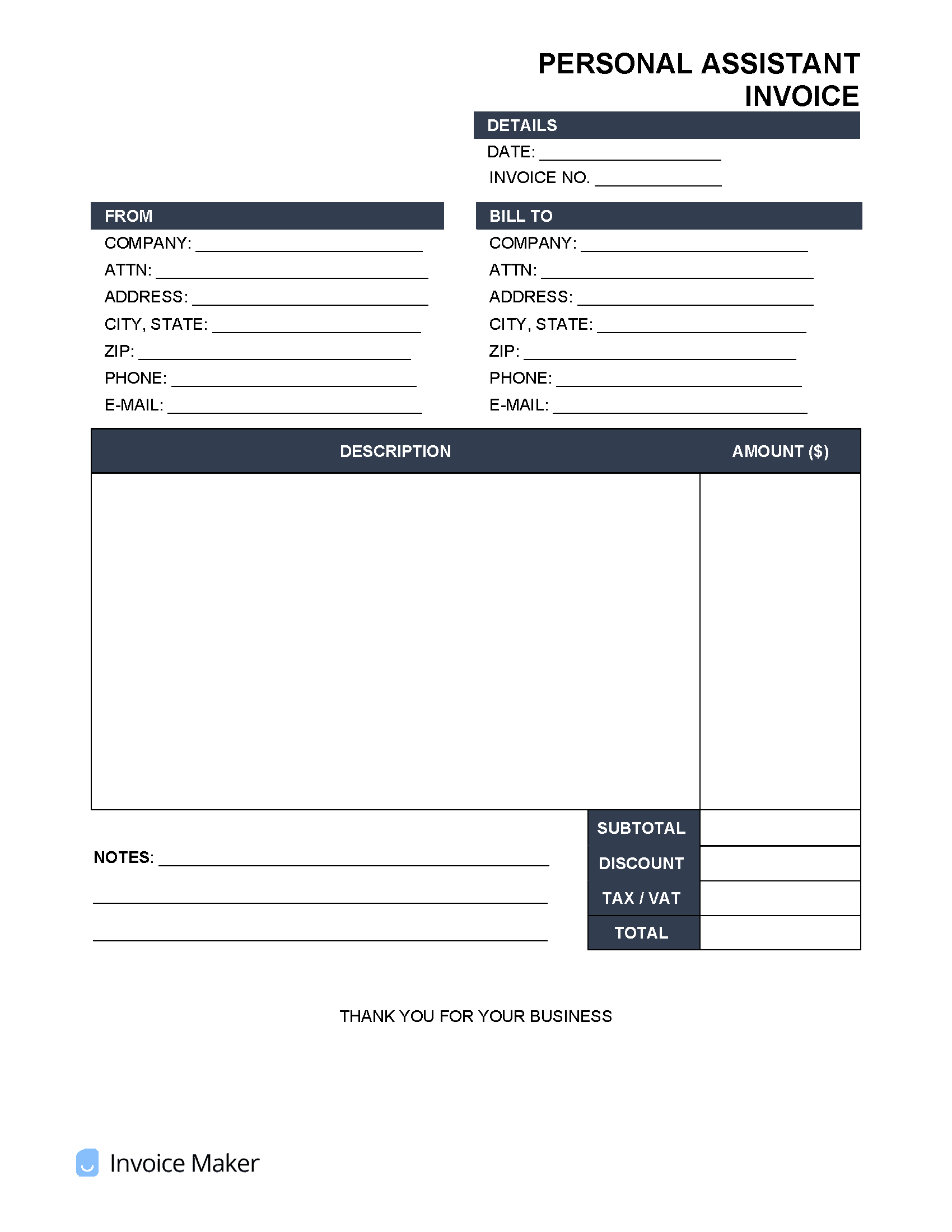 Personal-Assistant-Invoice-Template