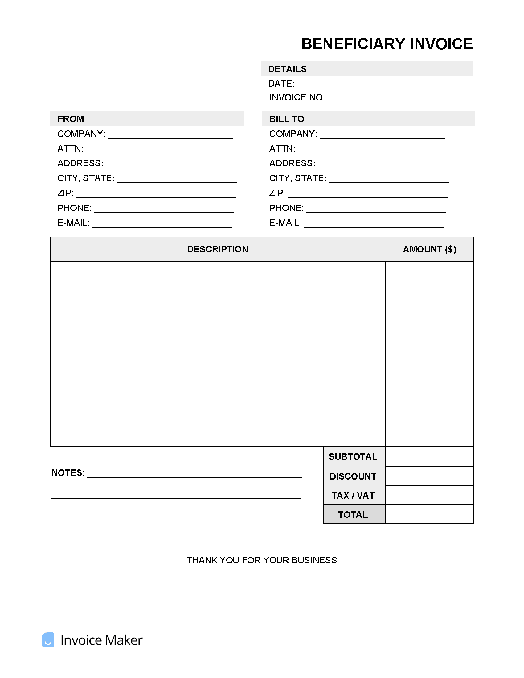 Beneficiary-Invoice-Template