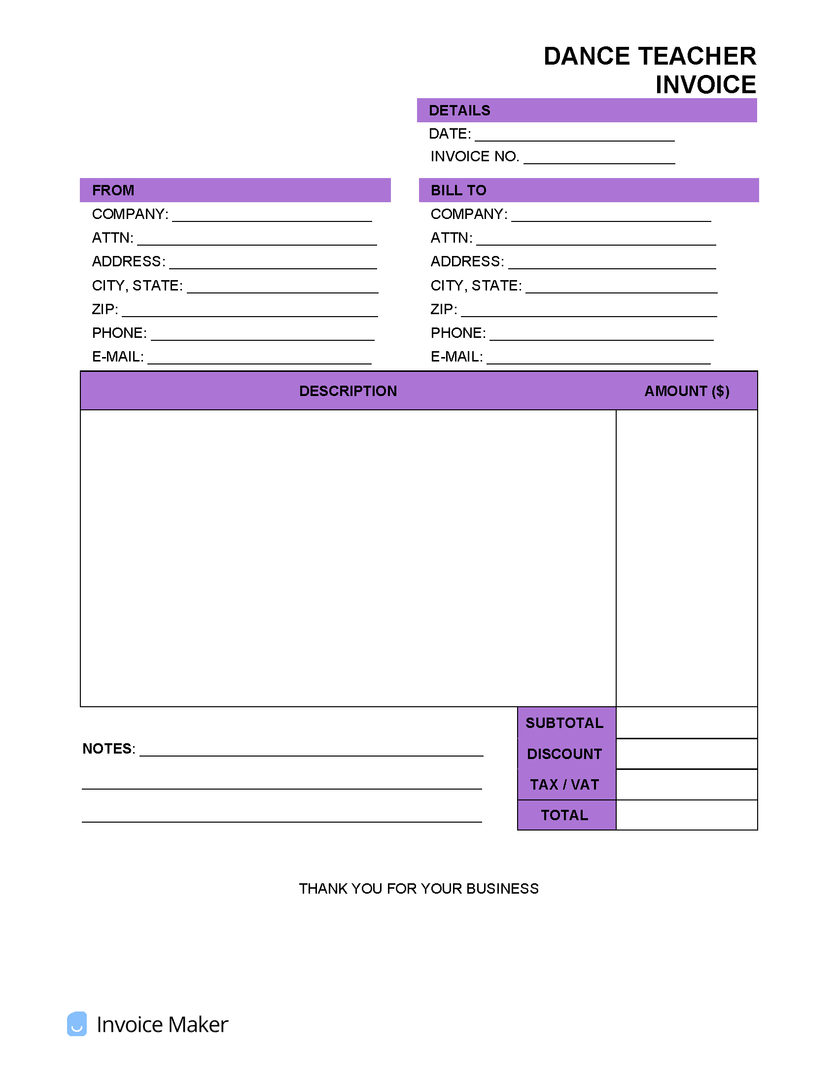 Dance-Teacher-Invoice-Template