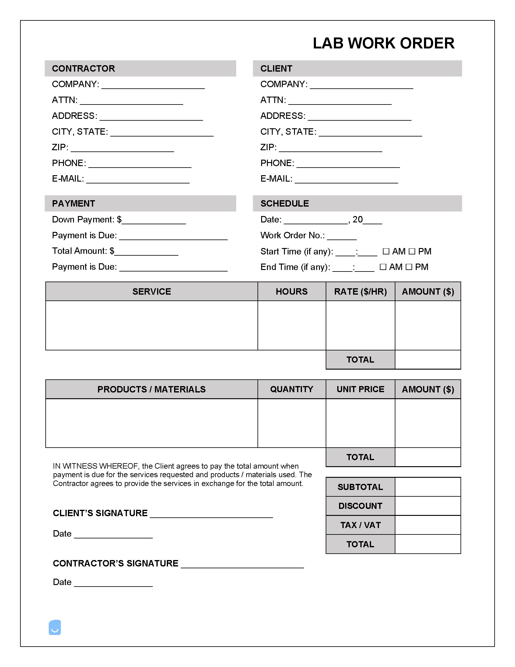 Lab-Work-Order-Template