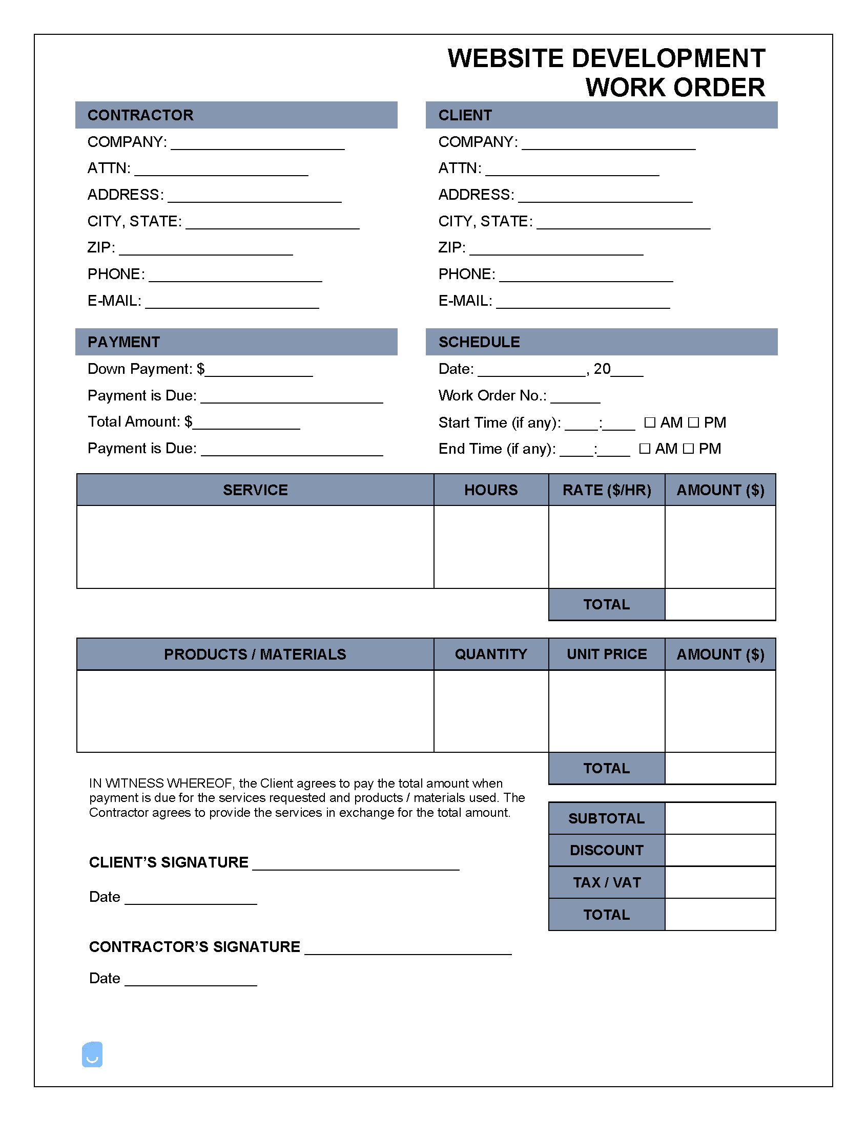 Website-Development-Work-Order-Template