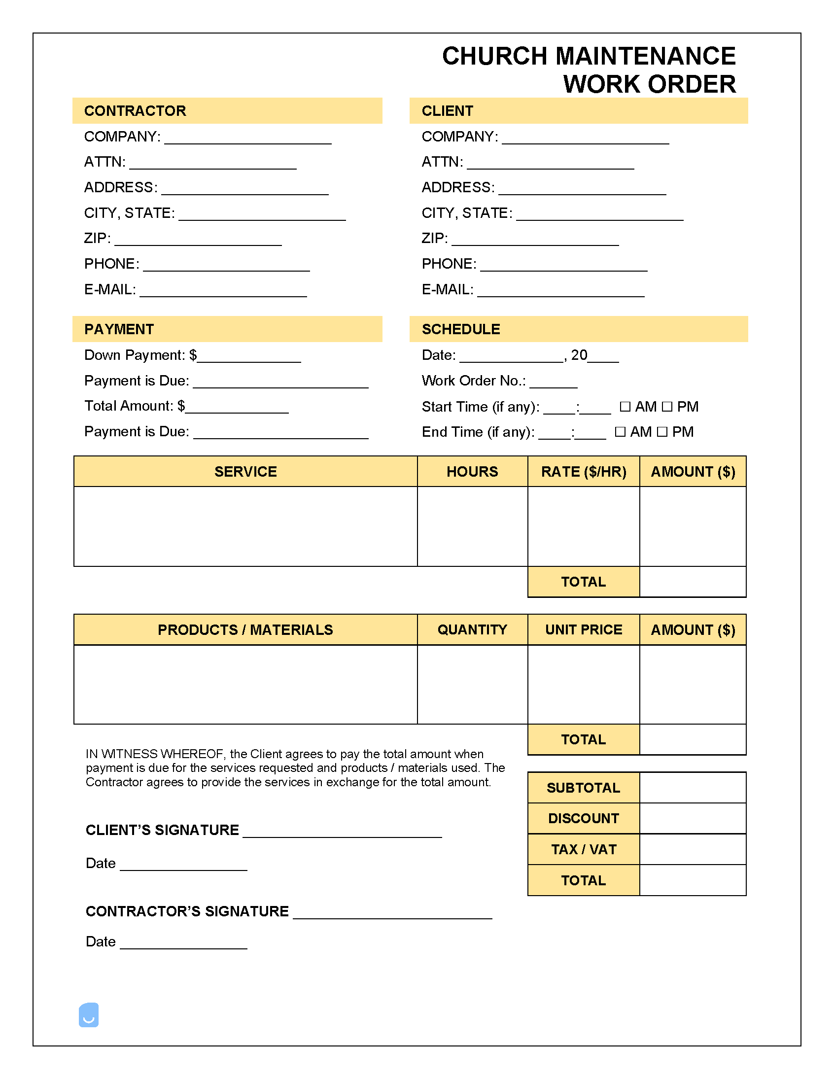 Church-Maintenance-Work-Order-Template