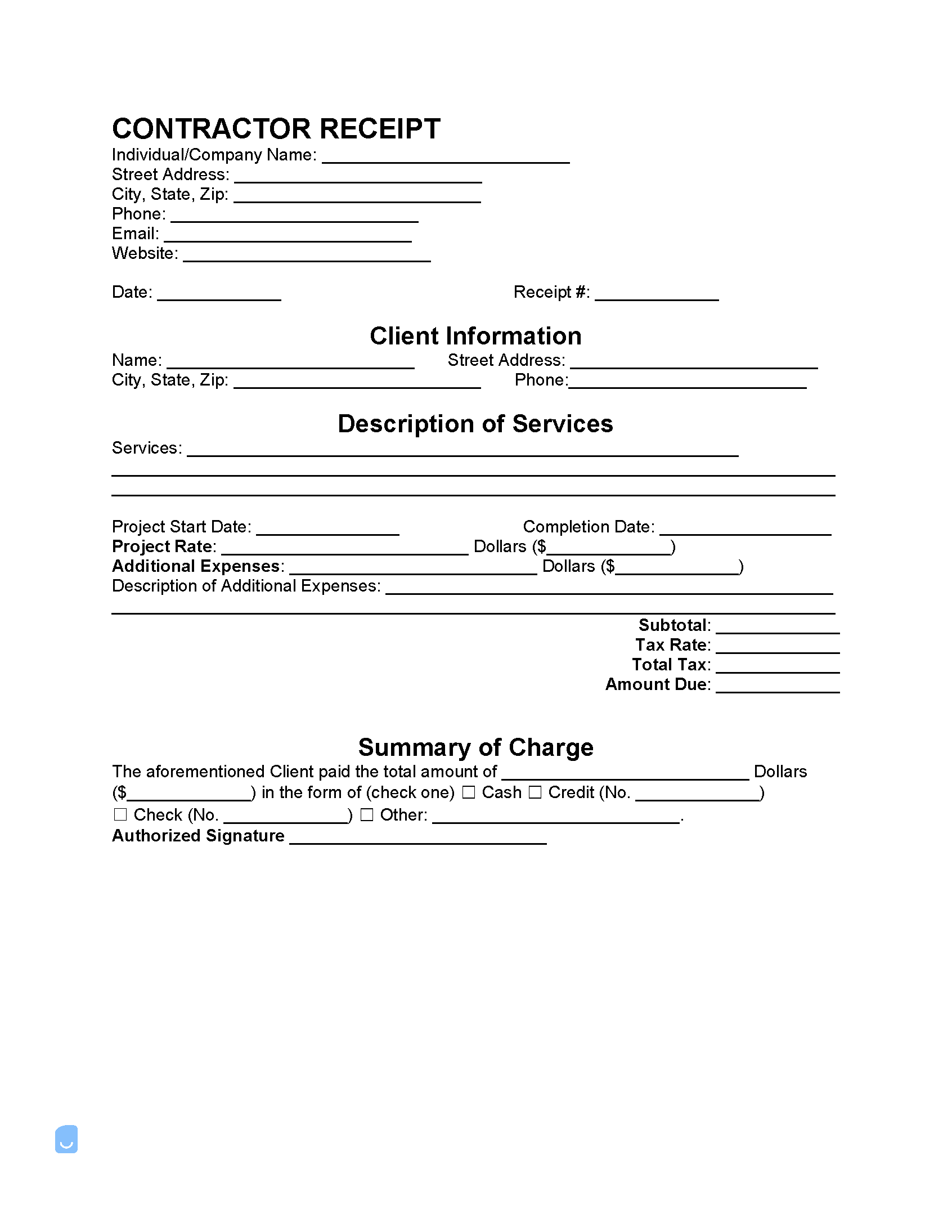 Contractor-Receipt-Template