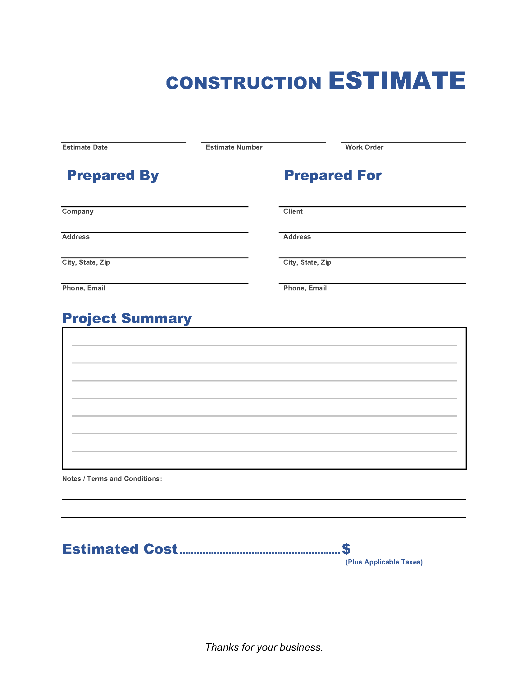 Construction-Estimate-Template