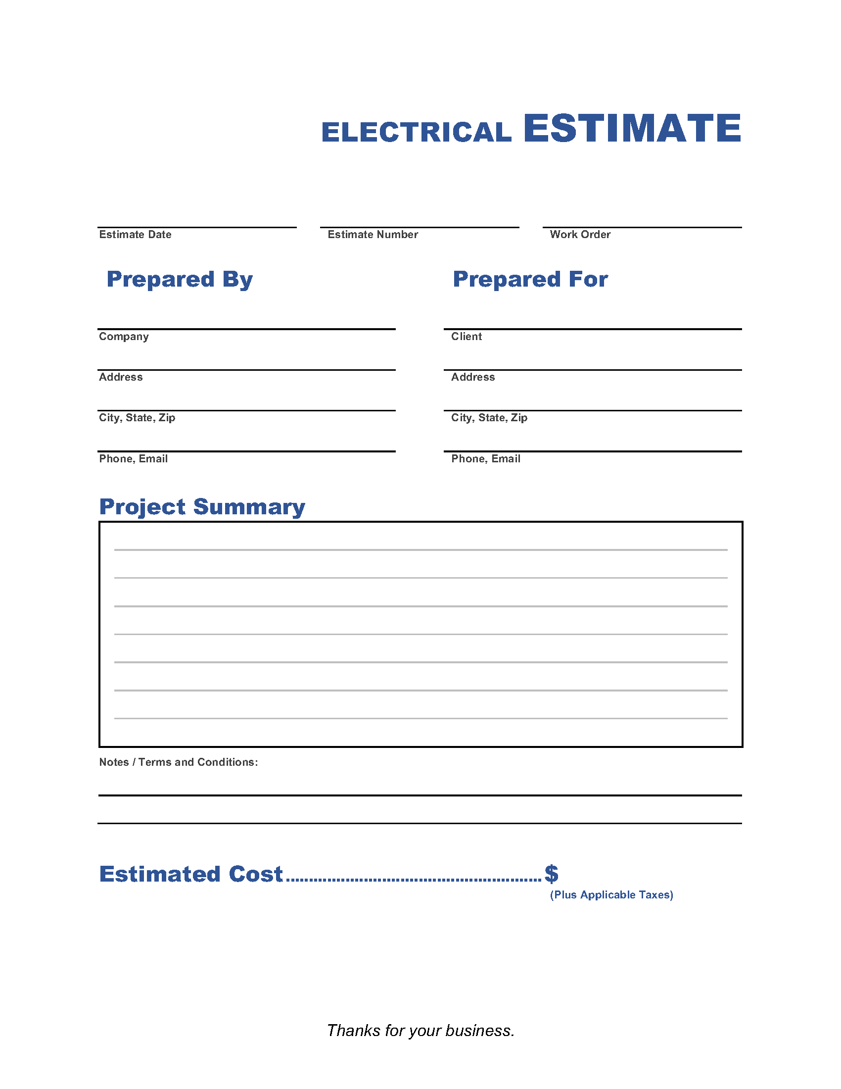 Electrical-Estimate-Template