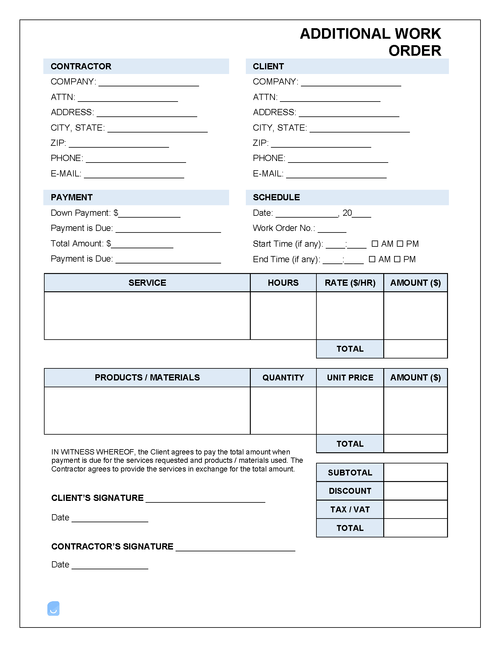 Additional-Work-Order-Template