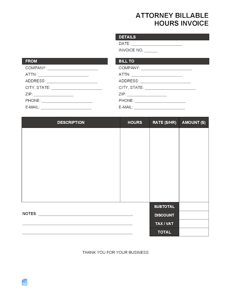 Attorney Billable Hours Invoice Template file