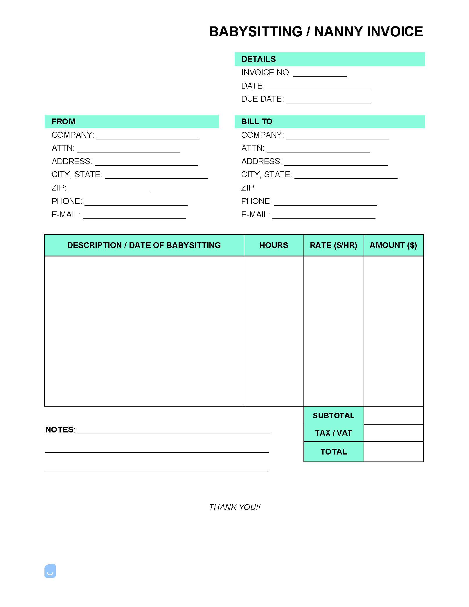 Babysitting-Nanny-Invoice-Template
