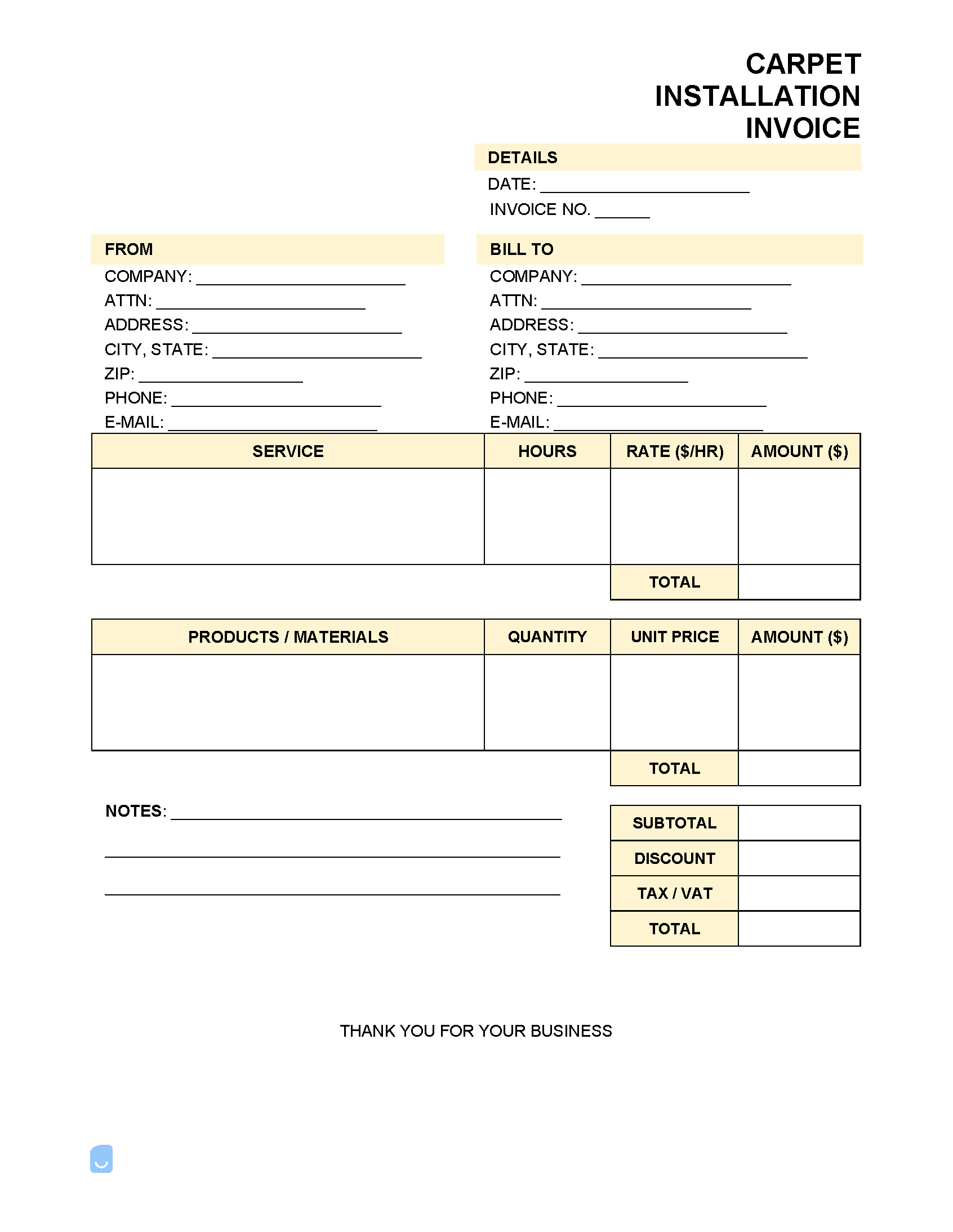 Carpet-Installation-Invoice-Template