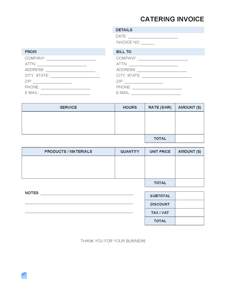 Catering Invoice Template file