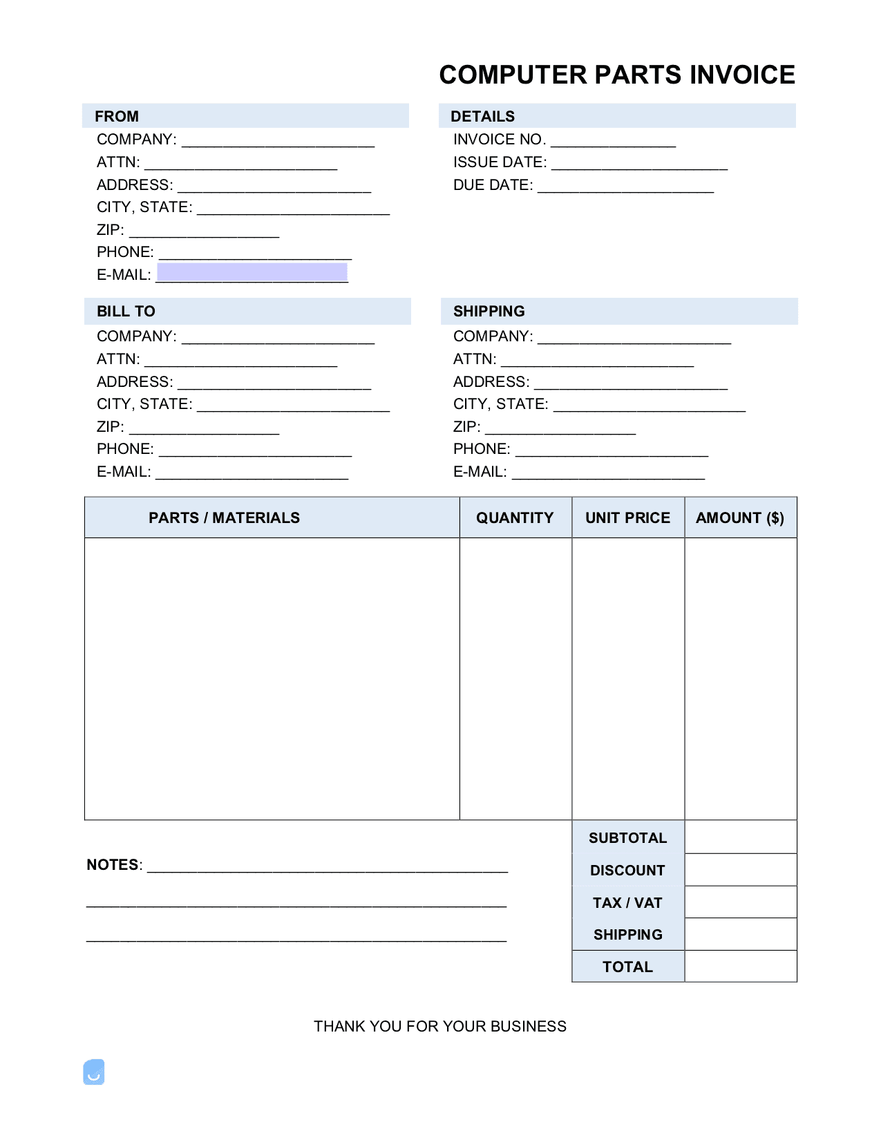 Computer-Parts-Invoice-Template