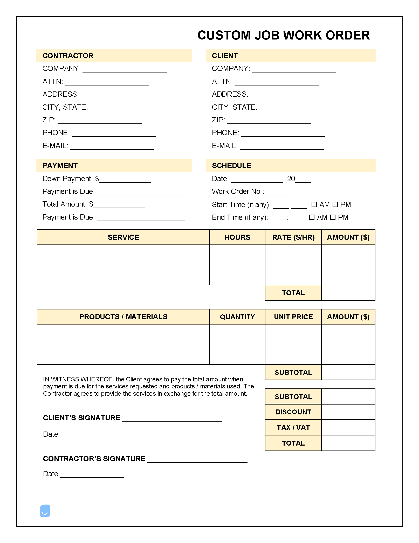 Custom-Job-Work-Order-Template