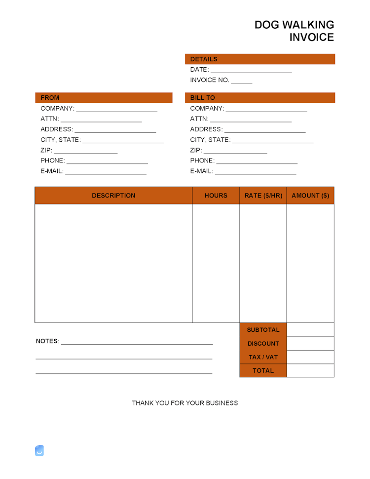Dog Walking Invoice Template file