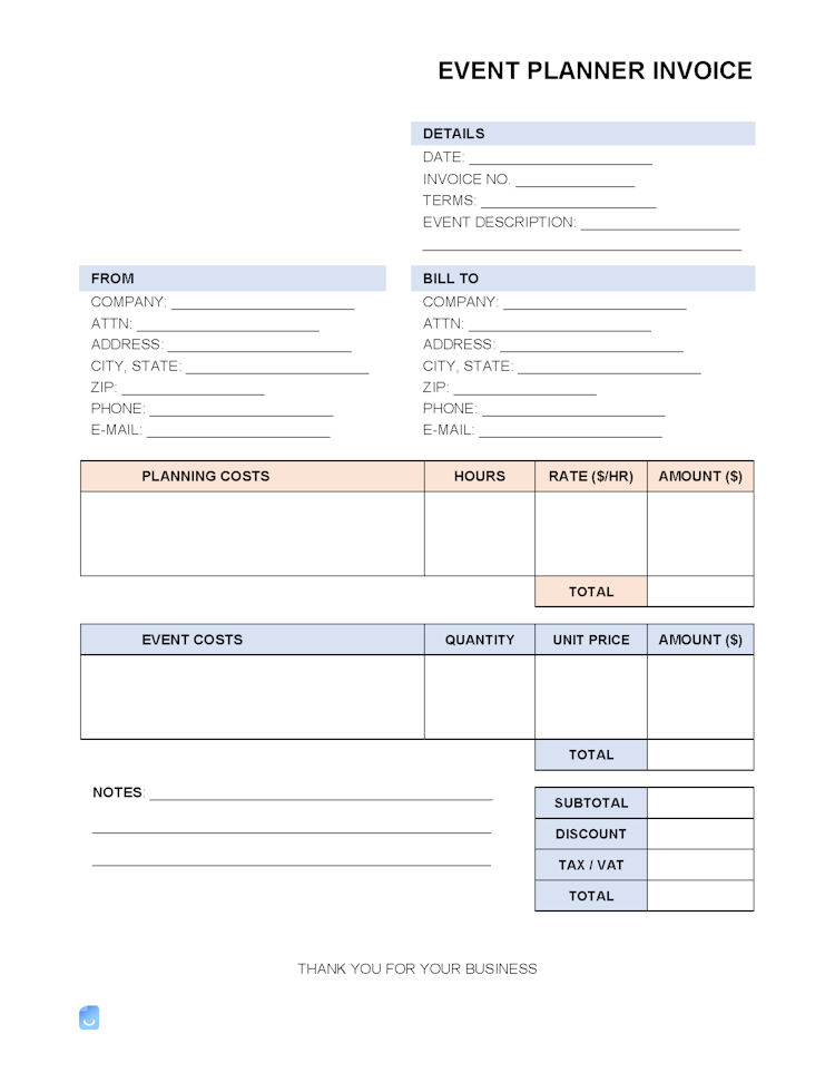 Event Planner Invoice Template file