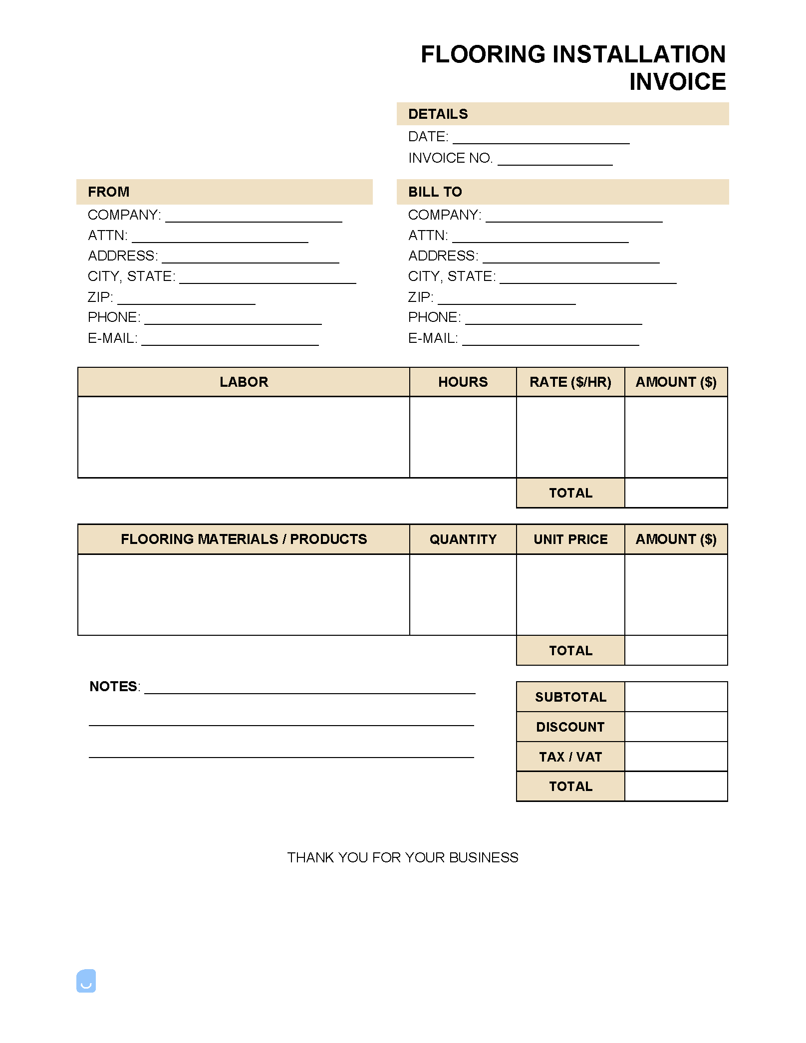 Flooring-Installation-Invoice-Template