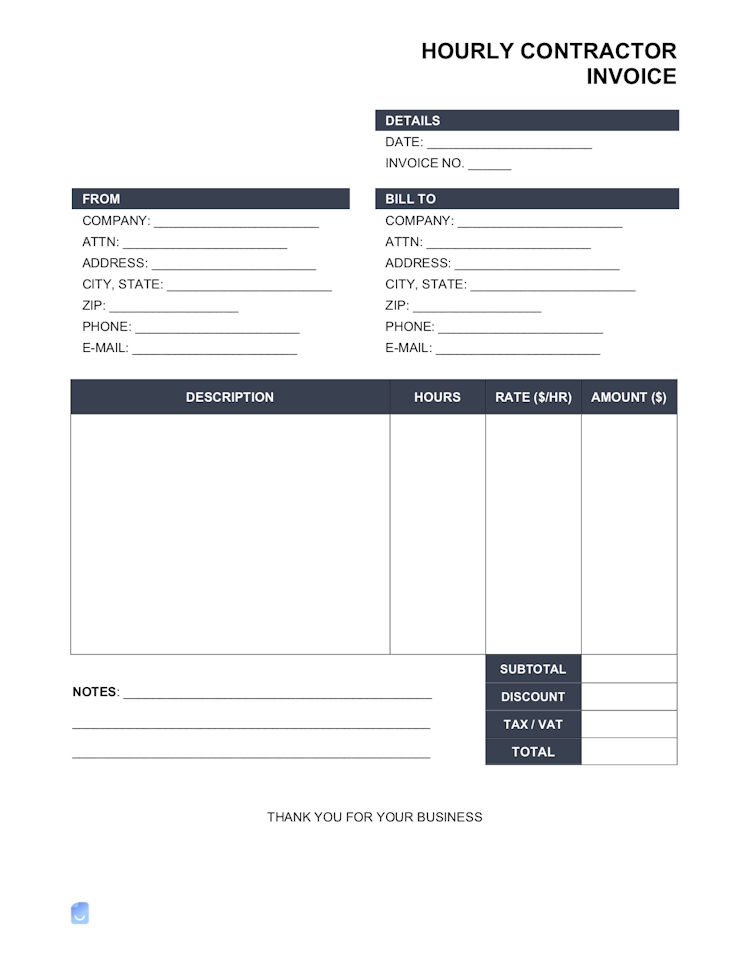 Hourly Contractor Invoice Template file