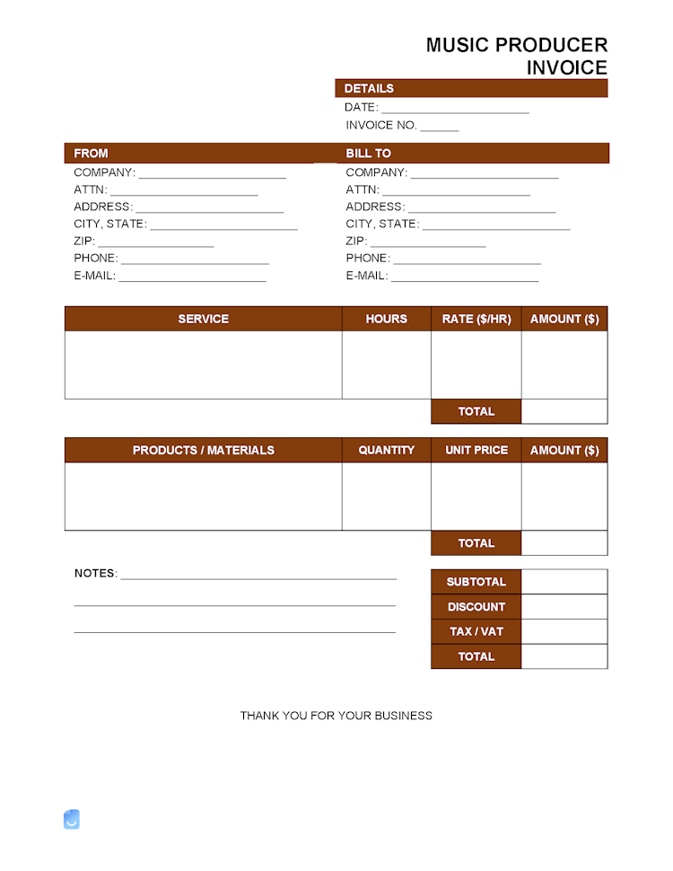 Music Producer Invoice Template file