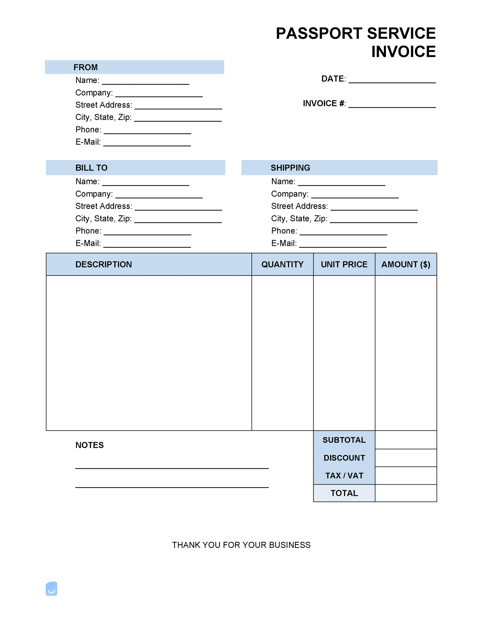 Passport-Services-Invoice-Template