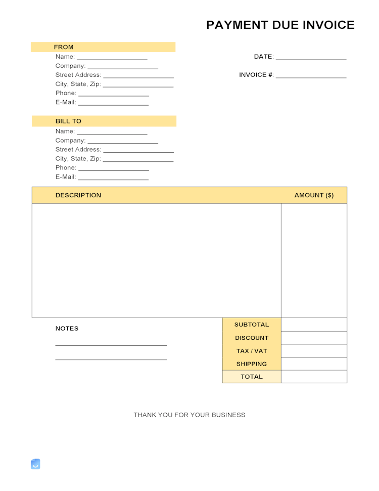 Payment Due Invoice Templates file