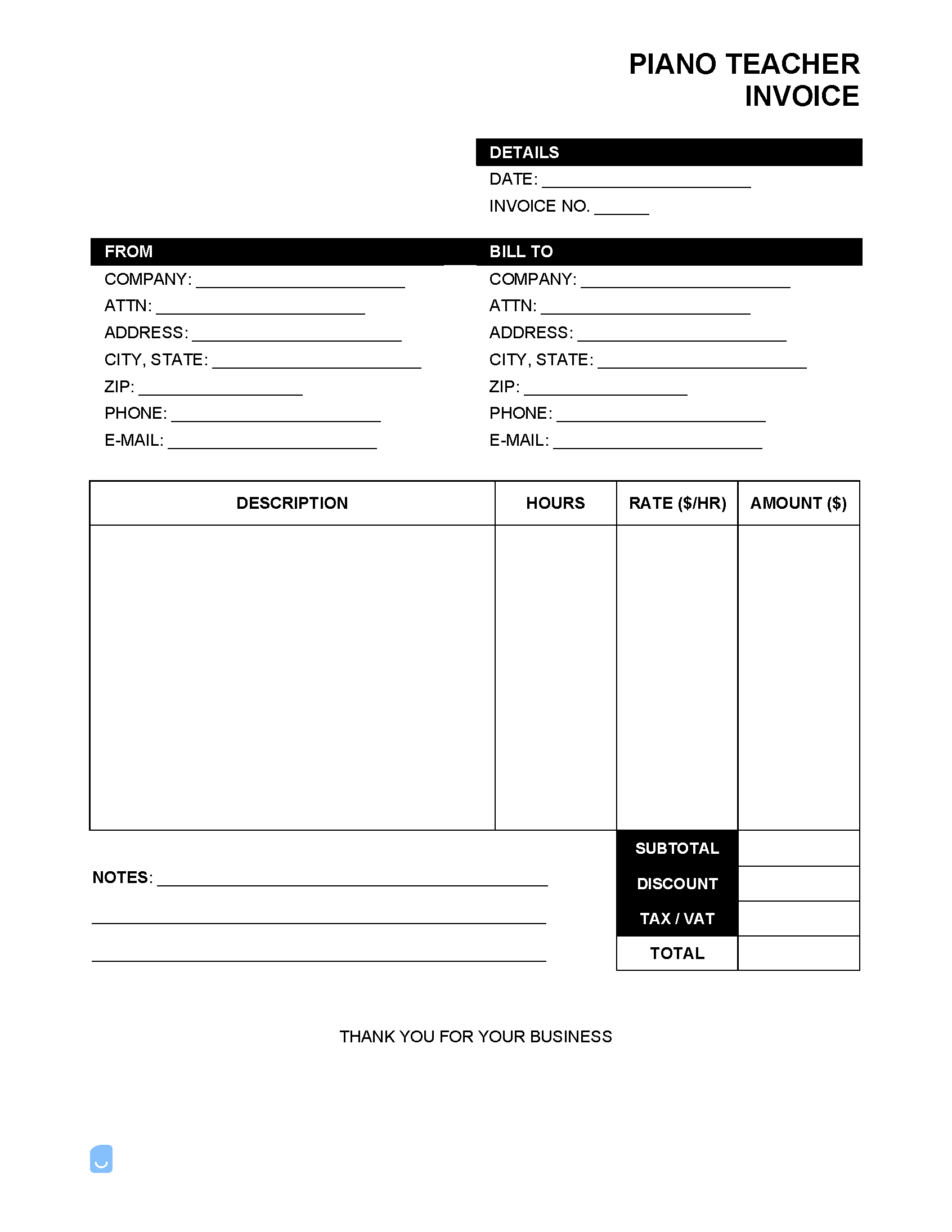 Piano-Teacher-Invoice-Template