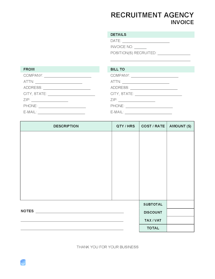 Recruitment Agency Invoice Template file