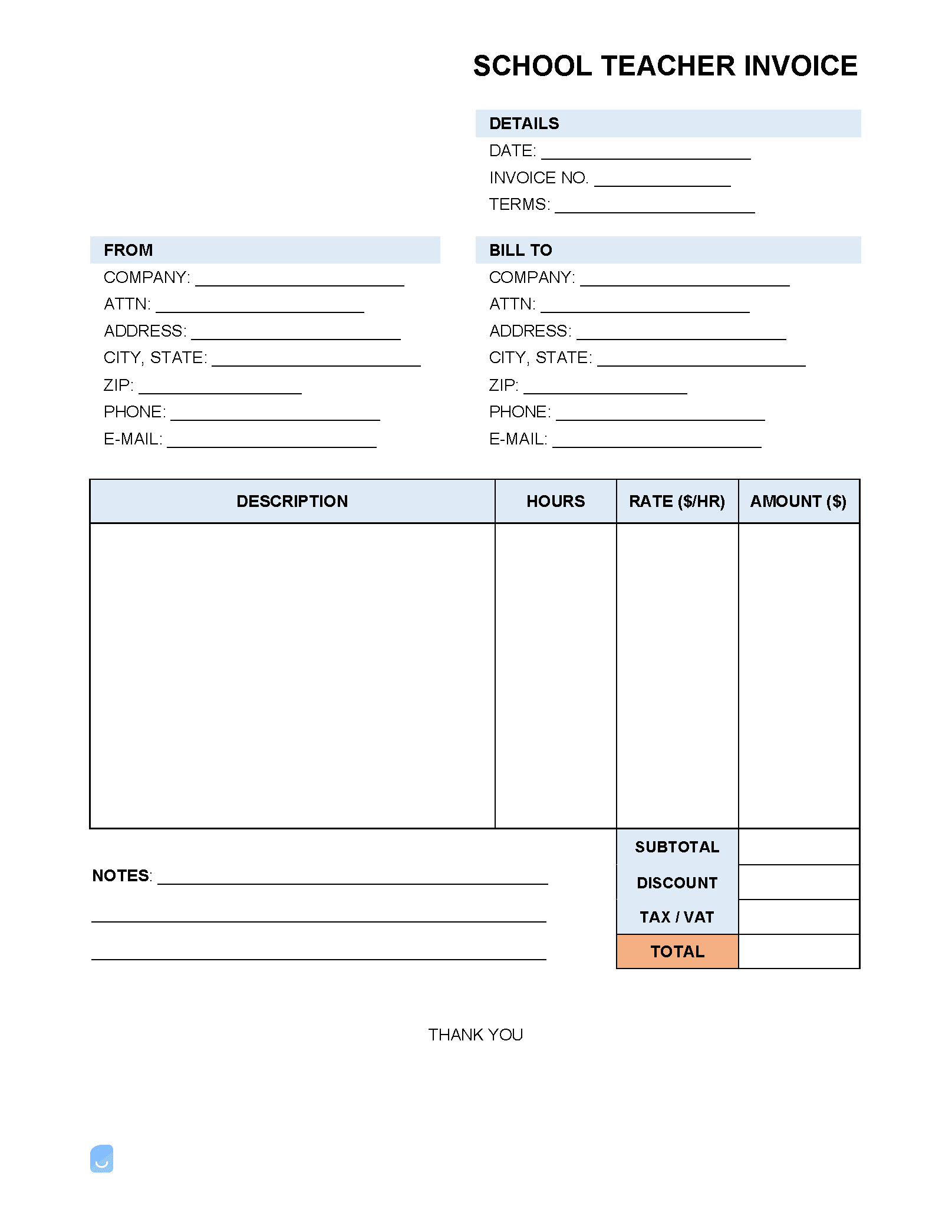 School-Teacher-Invoice-Template