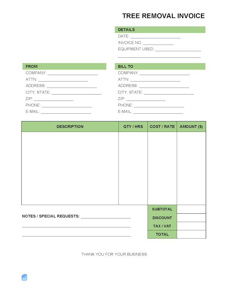 Tree Removal Invoice Template file