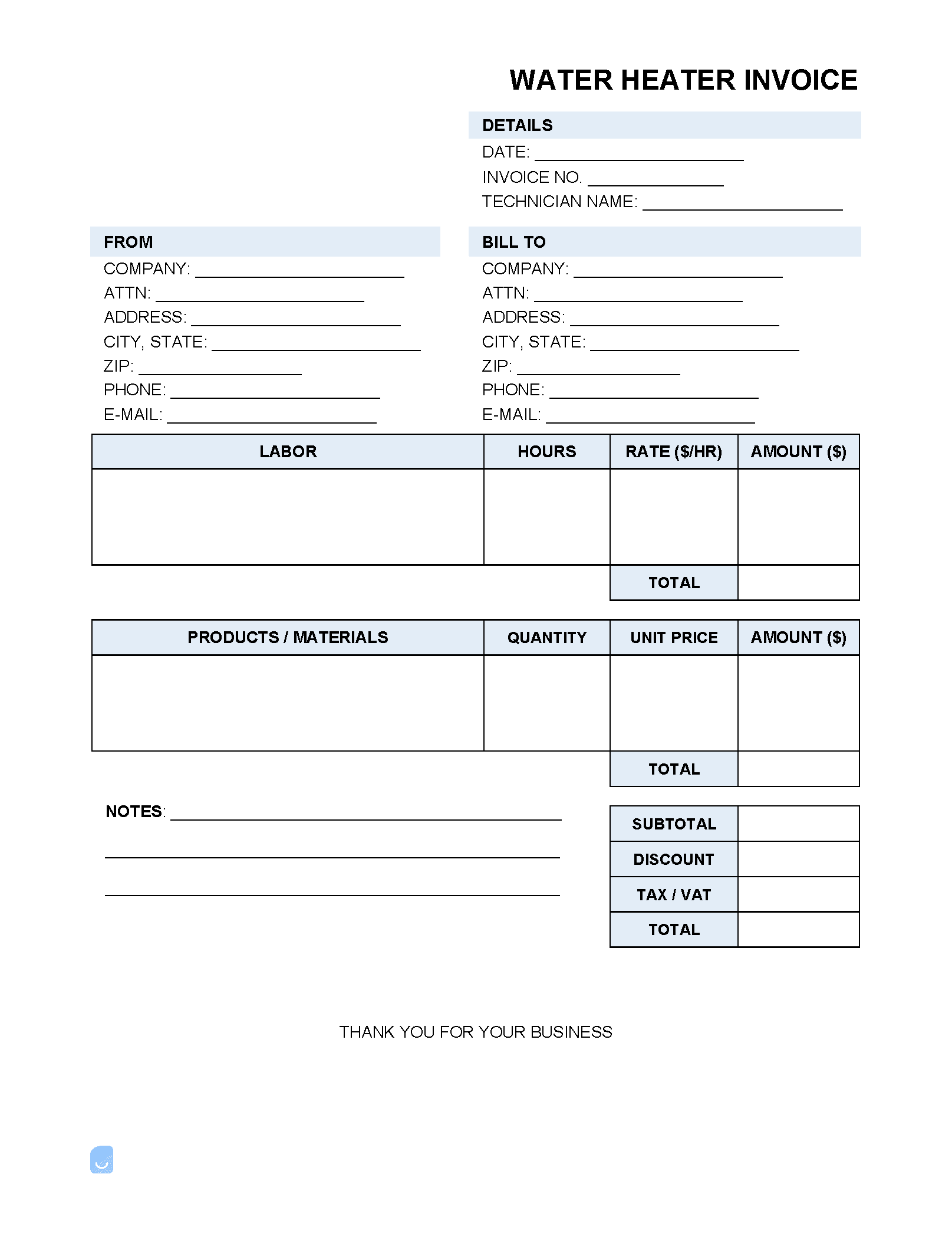 Water-Heater-Invoice-Template
