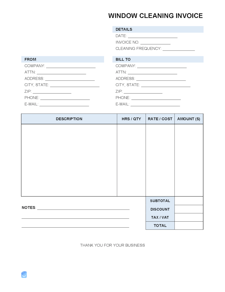 Window Cleaning Invoice Template file