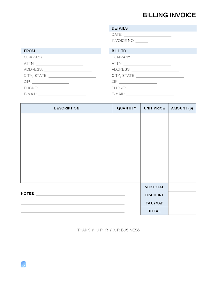 Billing Invoice Template file