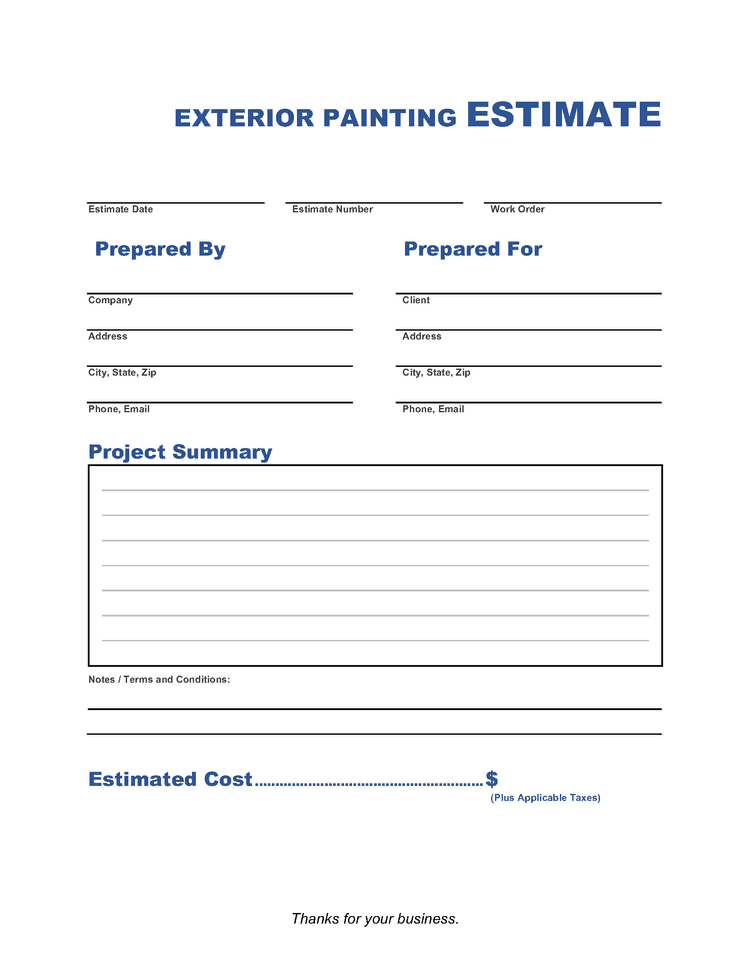 Exterior Painting Estimate Template Invoice Maker Exterior Painting Estimate Template Invoice Maker