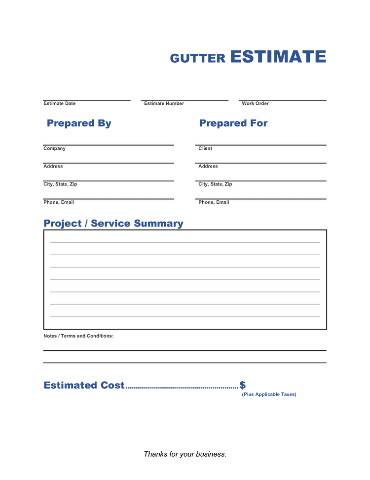 Gutter Estimate Template Invoice Maker Gutter Estimate Template Invoice Maker