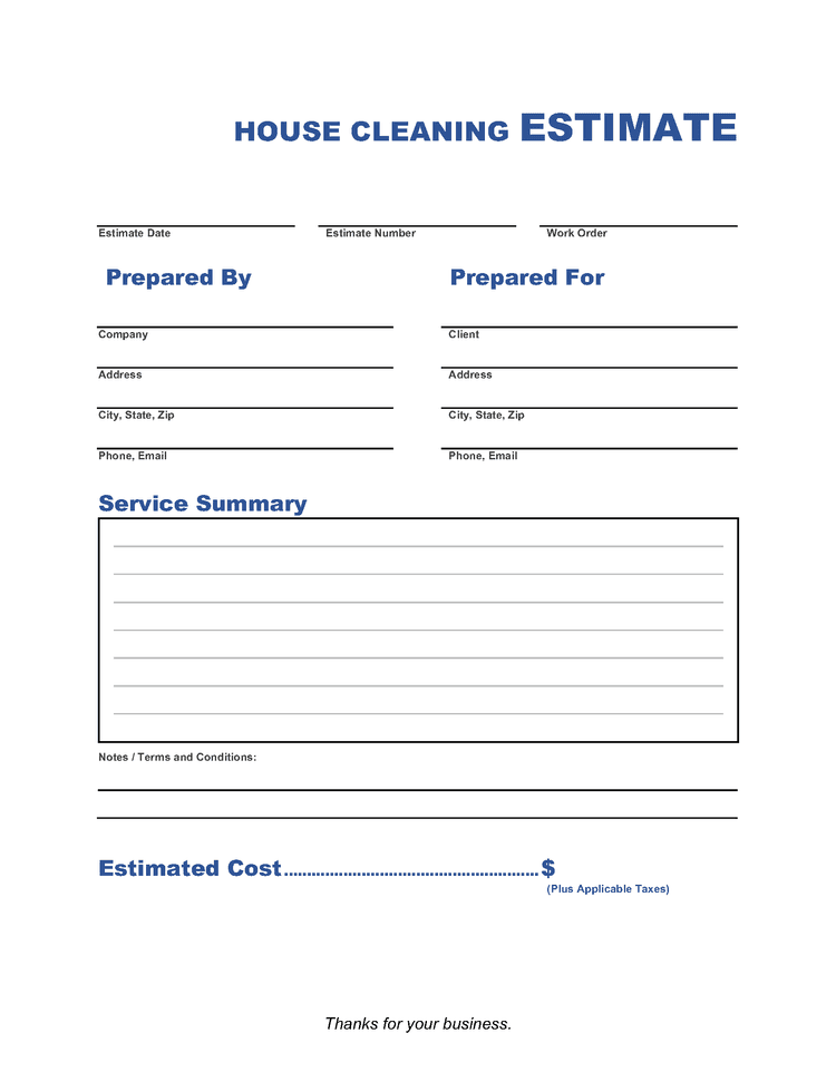 House Cleaning Estimate Template Invoice Maker House Cleaning Estimate Template Invoice Maker